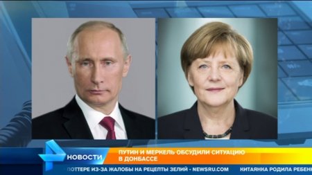 Путин и Меркель обсудили ситуацию в Донбассе  - (видео)