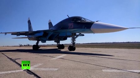 Истребители Су-34 нанесли удар по объектам условного противника в рамках учений  - (видео)
