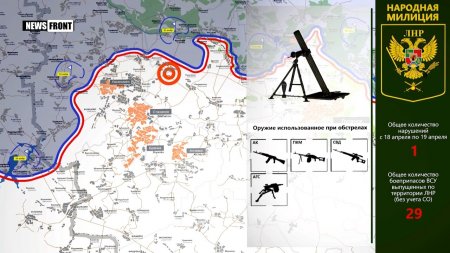ЛНР: карта обстрелов со стороны ВСУ. 19 апреля 2017  - (видео)