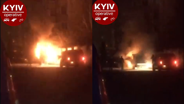 Под Киевом горит автокофейня с полным баком газа - «Видео - Украина»