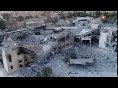 Последствия авиаудара по НИИ в Сирии: кадры с воздуха  - (видео)